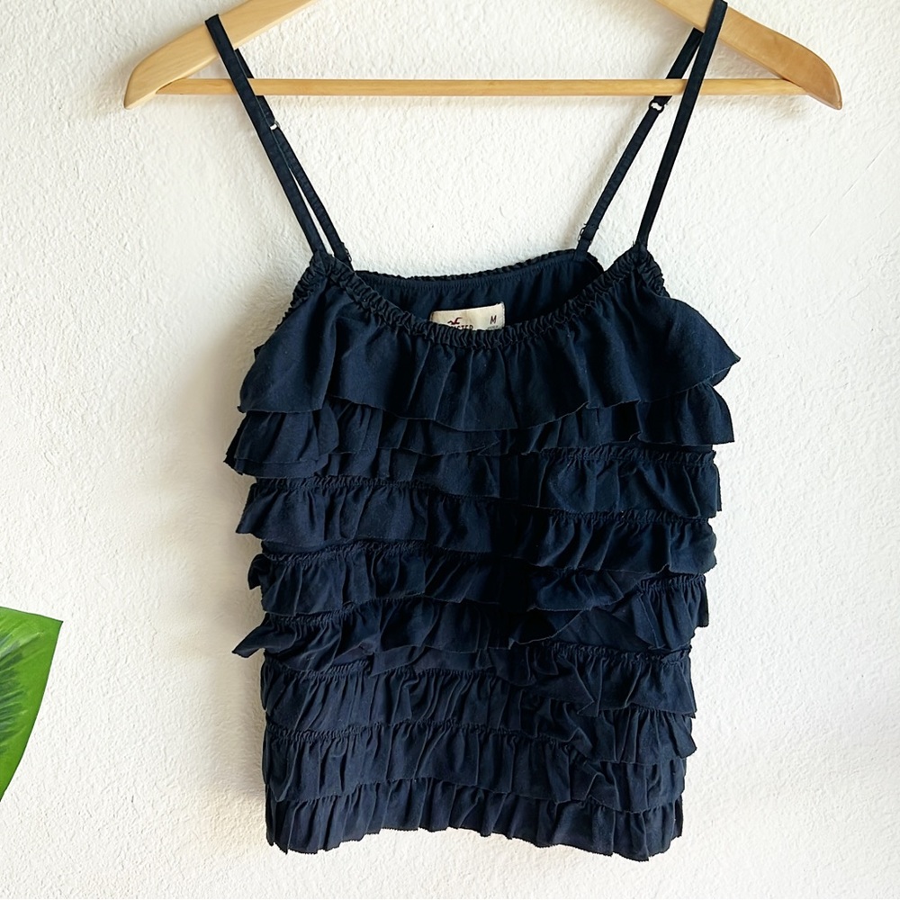 Hollister Blue Ruffled Tank Top sz Medium